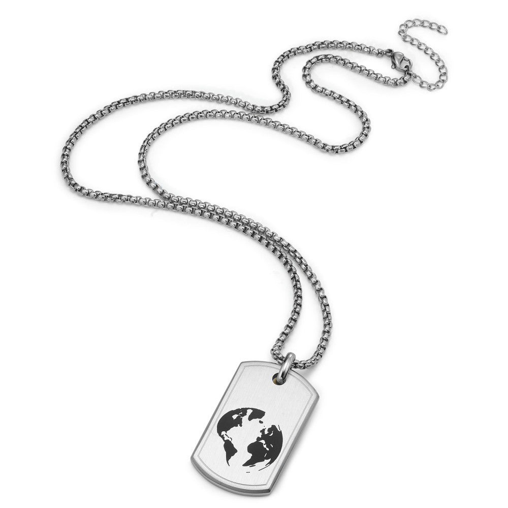 Chaînette avec pendentif Acier inoxydable Globe 50-55 cm