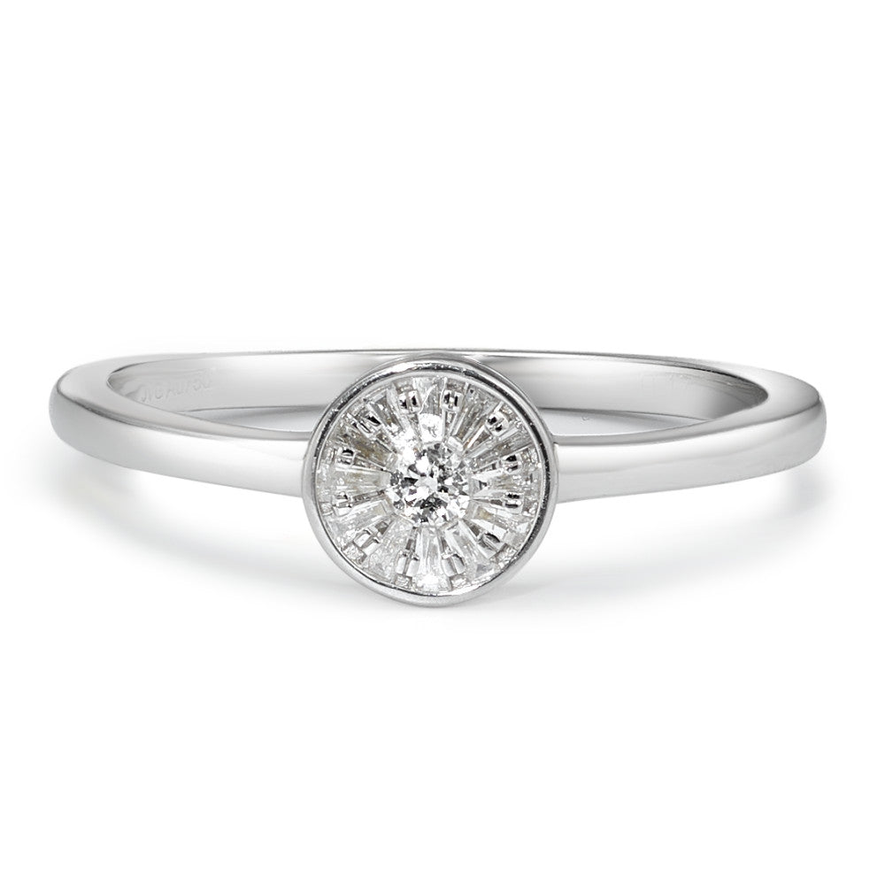 Bague solitaire Or blanc 18K Diamant 0.15 ct, 13 Pierres, w-si