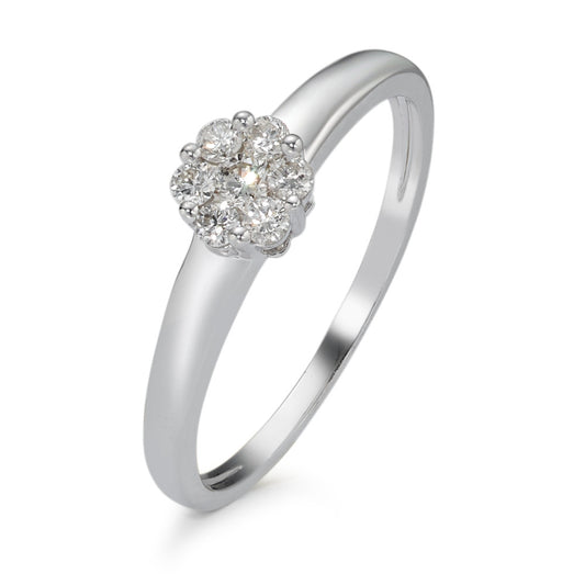 Bague solitaire Or blanc 18K Diamant 0.20 ct, 7 Pierres, w-si