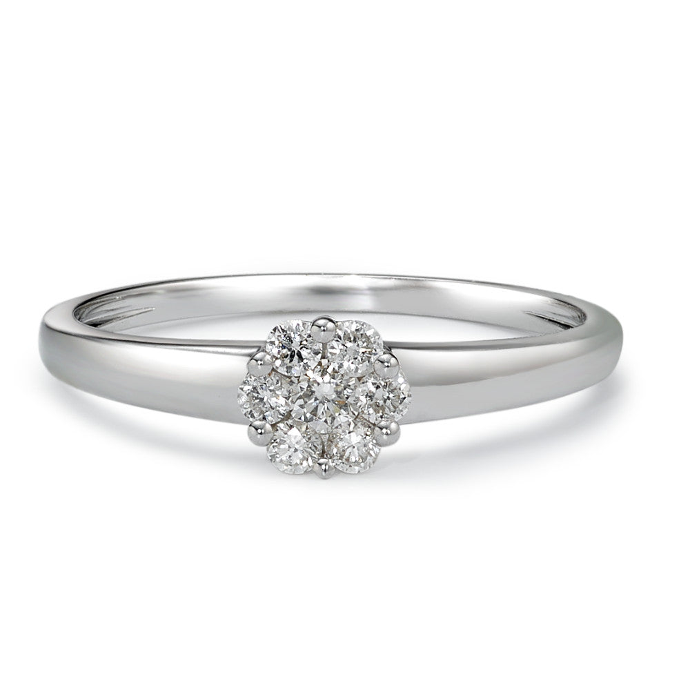 Bague solitaire Or blanc 18K Diamant 0.20 ct, 7 Pierres, w-si