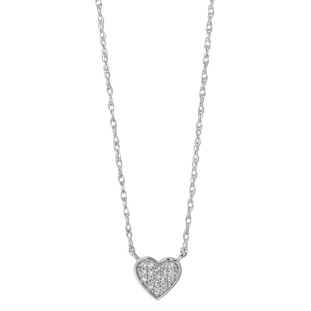 Collier Or blanc 18K Diamant 0.05 ct, 18 Pierres, w-si Coeur 40-46 cm