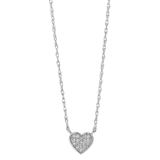 Collier Or blanc 18K Diamant 0.05 ct, 18 Pierres, w-si Coeur 40-46 cm