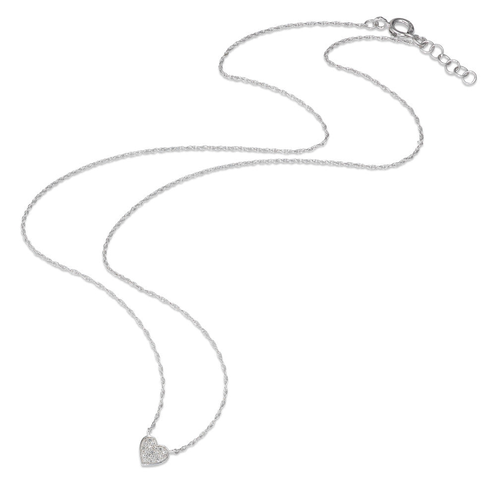 Collana Oro bianco 750/18 carati Diamante 0.05 ct, 18 pietra, w-si Cuore 40-46 cm