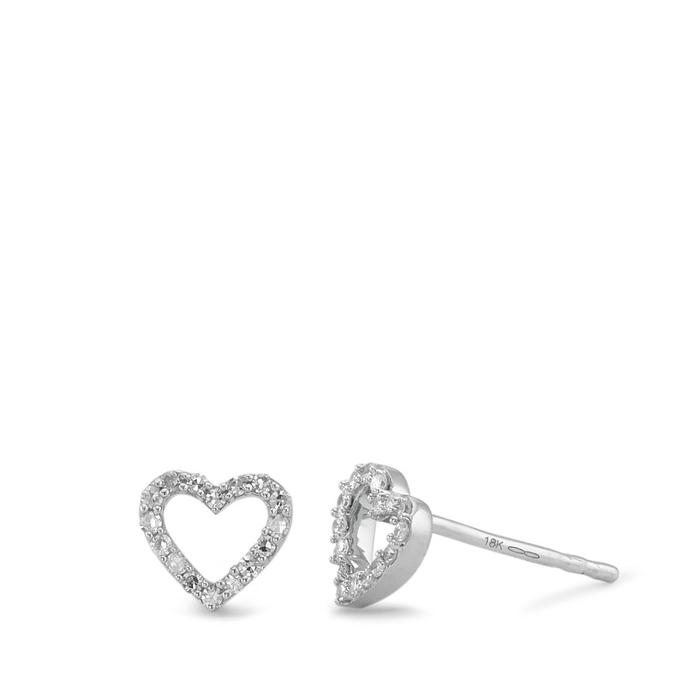 Clous d'oreilles Or blanc 18K Diamant 0.09 ct, 32 Pierres, w-si Coeur