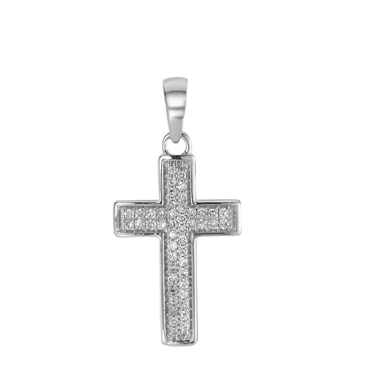 Pendentif Or blanc 18K Diamant 0.10 ct, 47 Pierres, w-si Croix