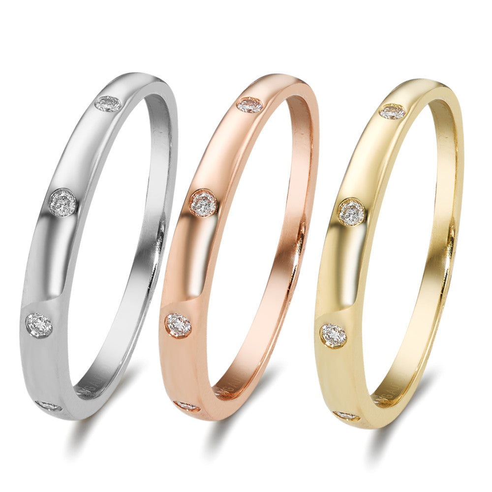 Beisteckring 750/18 K Weissgold, 750/18 K Gelbgold, 750/18 K Rotgold Diamant 0.13 ct, 13 Steine, w-si