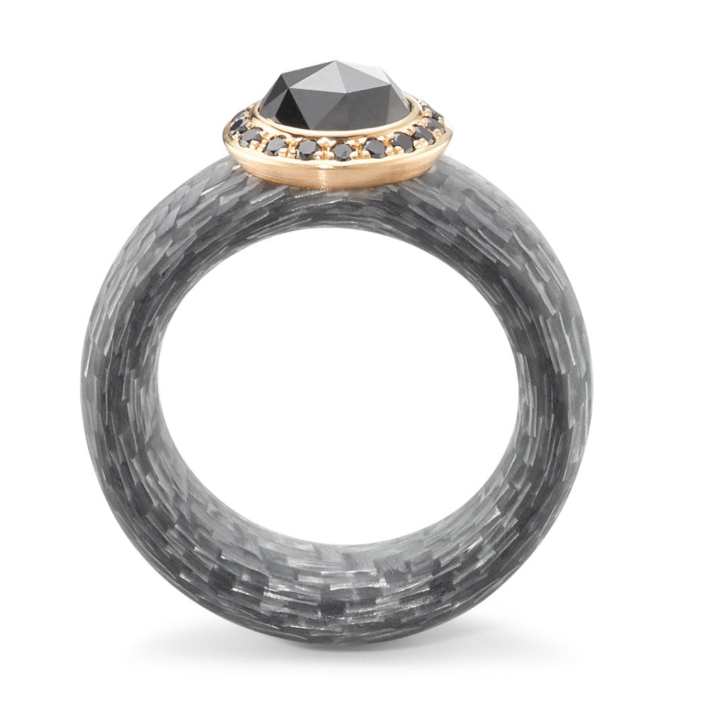 Fingerring 750/18 K Rosegold, Carbon Diamant 1.70 ct