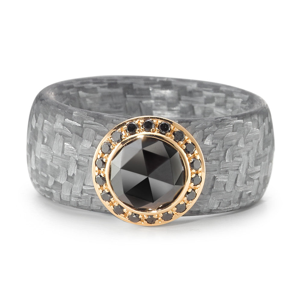 Fingerring 750/18 K Rosegold, Carbon Diamant 1.70 ct