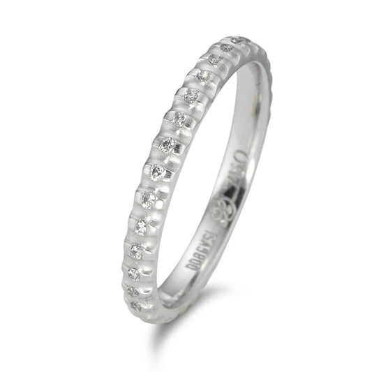 Memory Ring 750/18 K Weissgold Diamant 0.08 ct, 16 Steine, tw-vsi