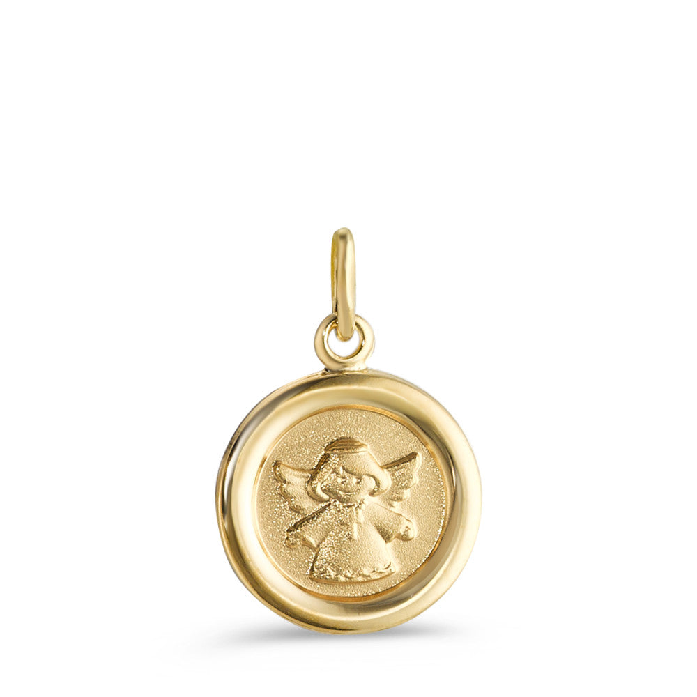 Pendentif avec gravure Or jaune 18K Ange gardien Ø12 mm