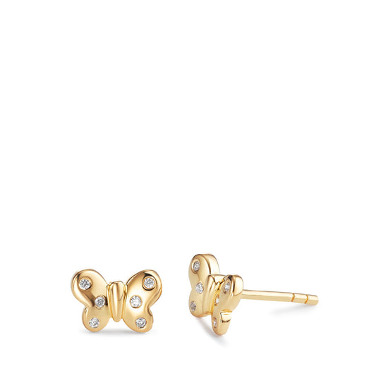 Clous d'oreilles Or jaune 18K Zircone 12 Pierres Papillon