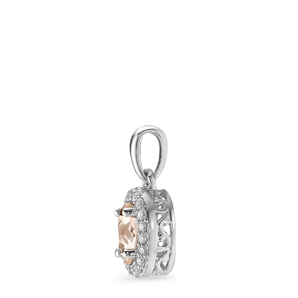 Ciondolo Oro bianco 375/9K Morganite Champagne, 0.36 ct, [oval], Diamante bianco, 0.06 ct, 18 pietra, w-pi3