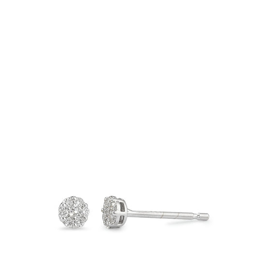 Clous d'oreilles Or blanc 9K Diamant 0.10 ct, 14 Pierres, w-pi3 Ø3.5 mm