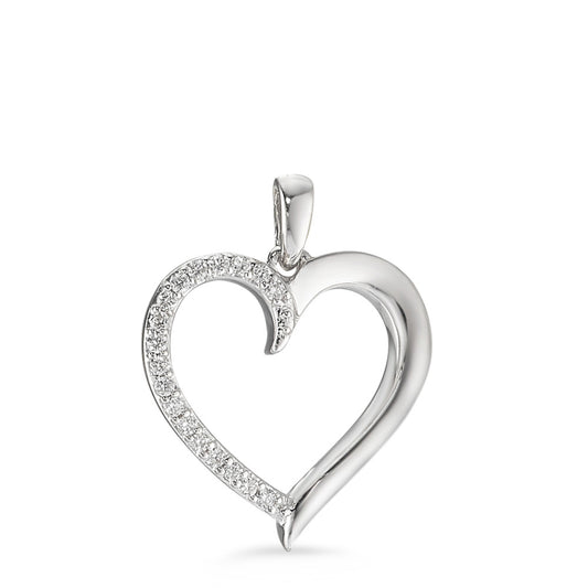 Pendentif Or blanc 9K Diamant 0.07 ct, 18 Pierres, w-pi3 Coeur Ø14 mm