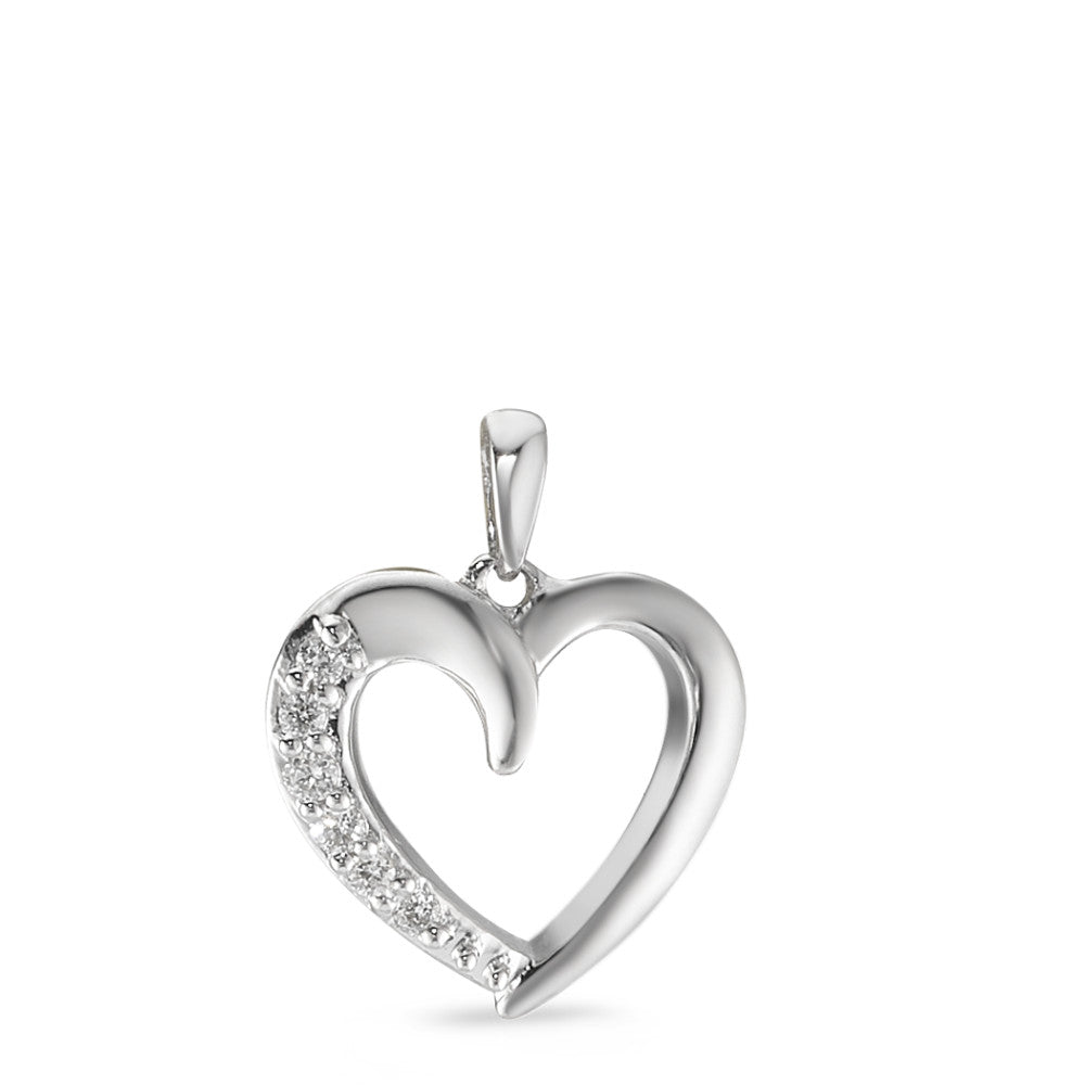 Ciondolo Oro bianco 375/9K Diamante 0.06 ct, 6 pietra, w-pi3 Cuore Ø12 mm