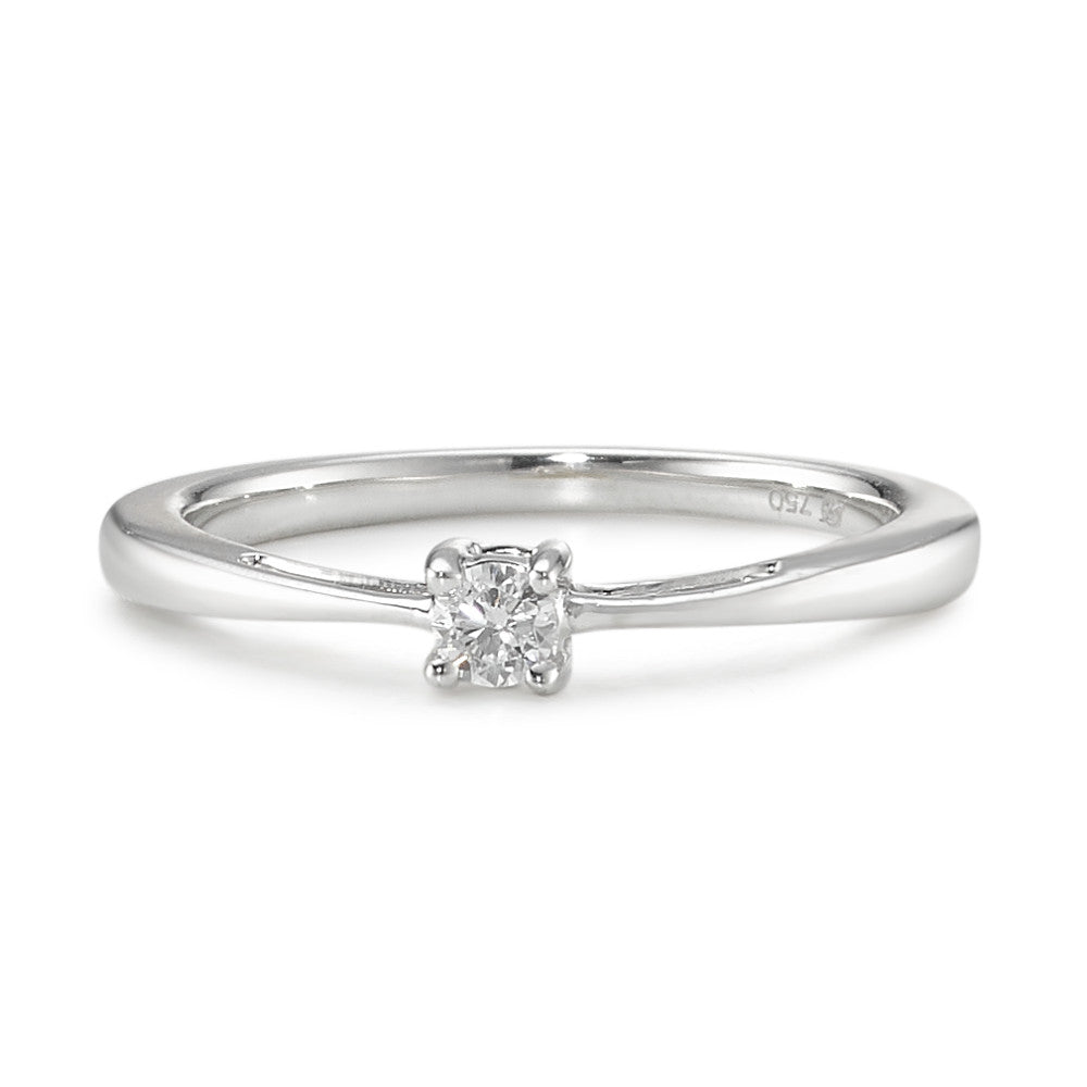 Bague solitaire Or blanc 18K Diamant 0.10 ct, w-si