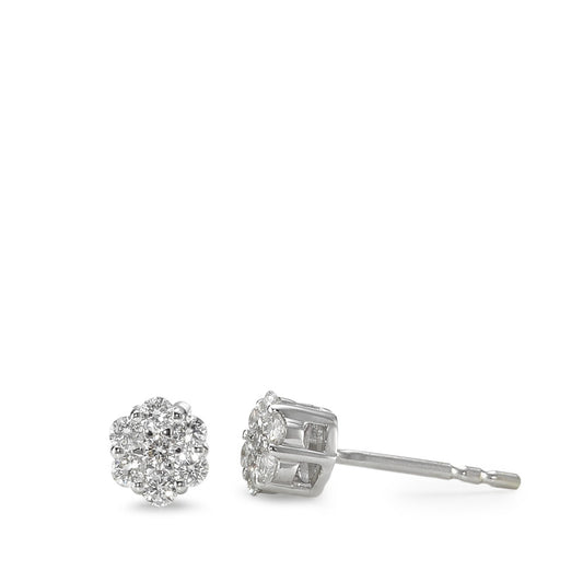 Clous d'oreilles Or blanc 18K Diamant 0.25 ct, 14 Pierres, w-si Ø4.8 mm