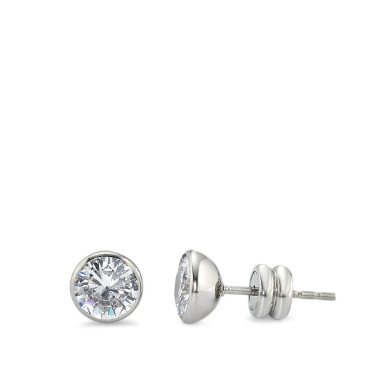 Clous d'oreilles Acier inoxydable Zircone 2 Pierres Ø6.5 mm