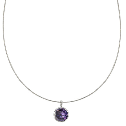 Collier Acier inoxydable Zircone violet 42 cm