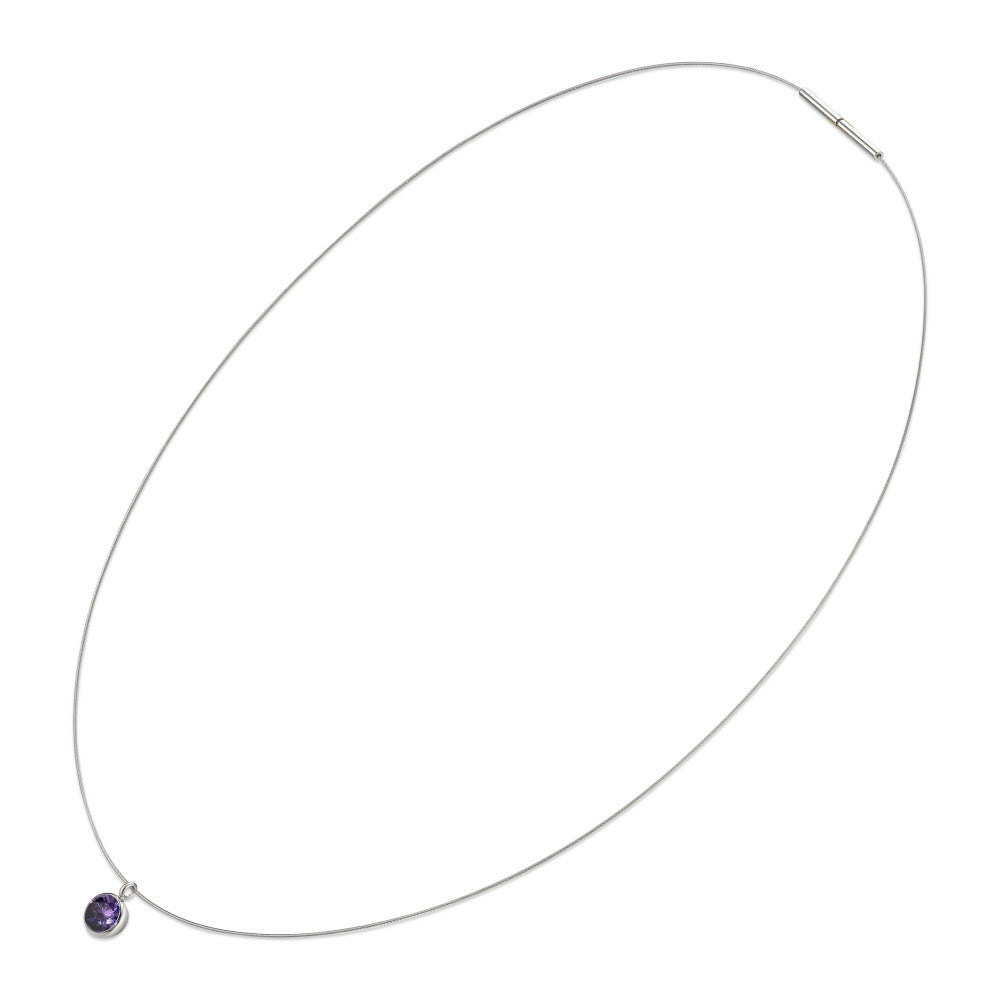 Collier Acier inoxydable Zircone violet 42 cm