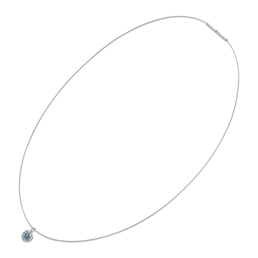 Collier Acier inoxydable Zircone aqua 42 cm