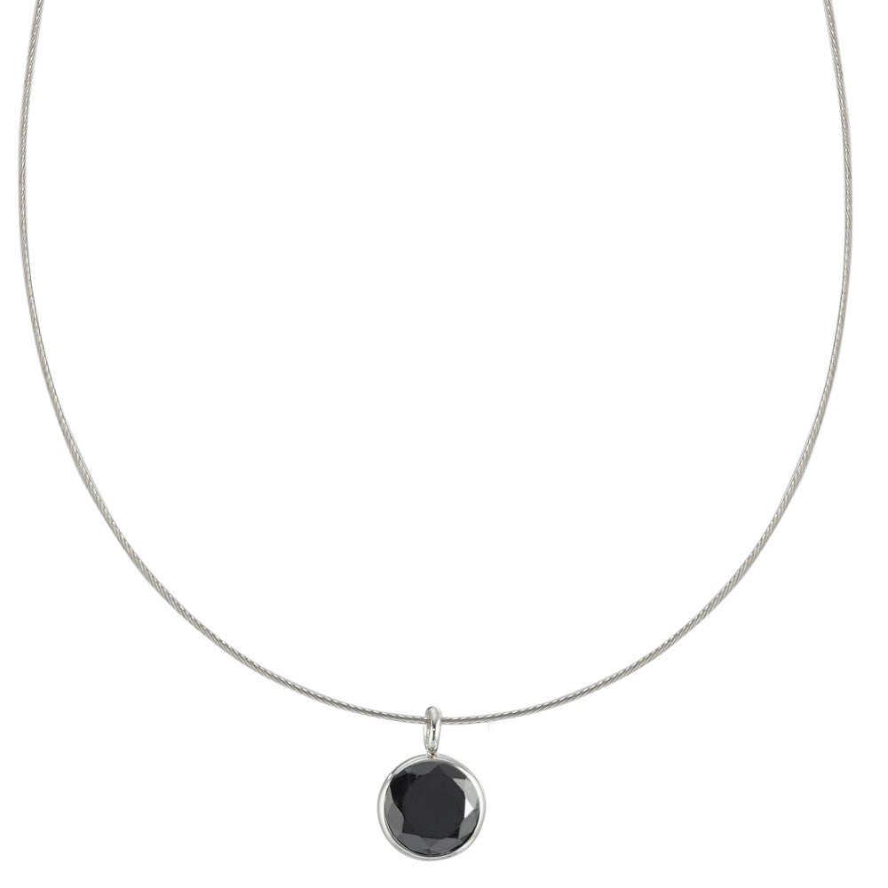 Collier Acier inoxydable Zircone noir 42 cm