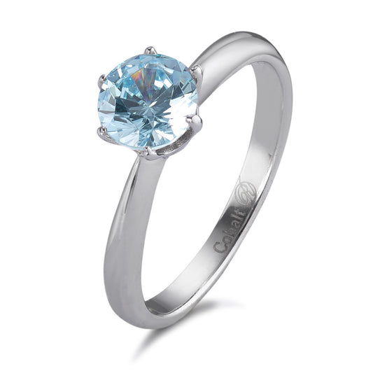 Bague solitaire Cobalt Zircone aqua