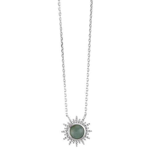 Collier Argent Aventurin Rhodié Soleil 40-45 cm Ø15 mm