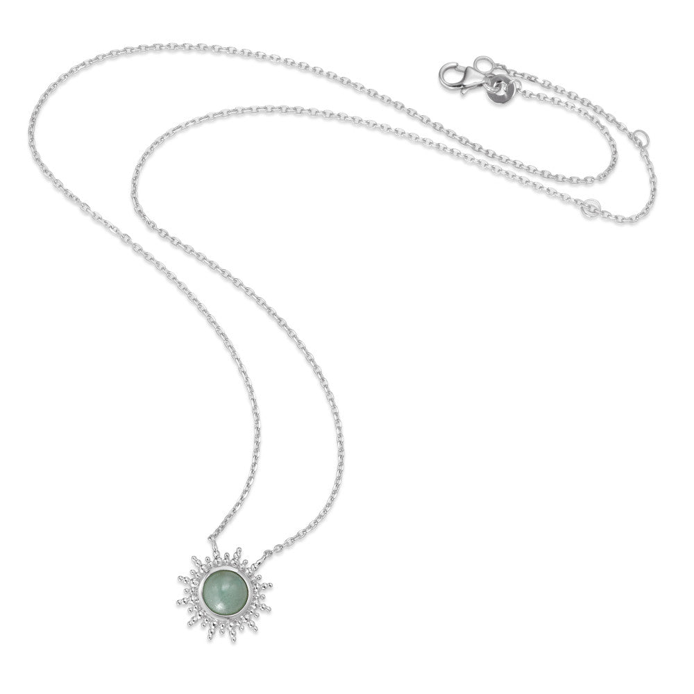 Collier Argent Aventurin Rhodié Soleil 40-45 cm Ø15 mm