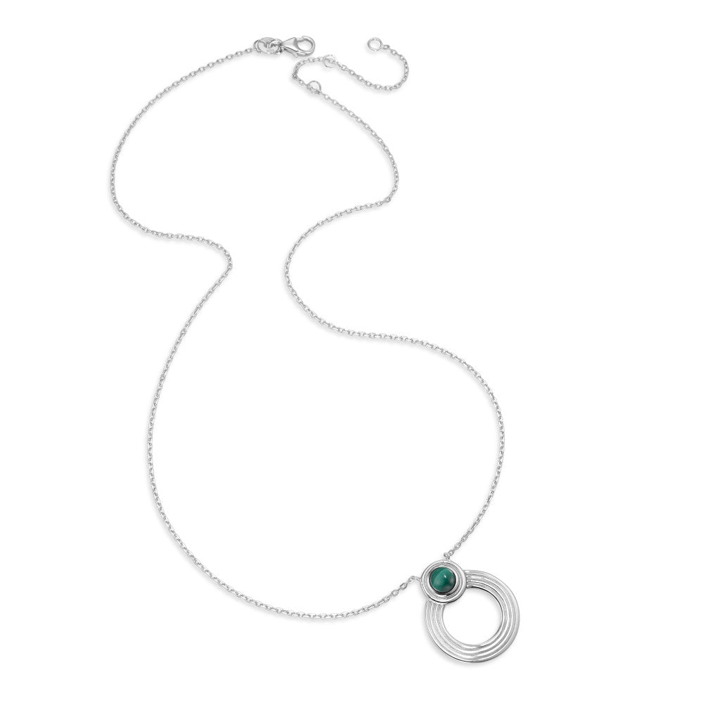 Collana Argento Malachite rodiato 40-45 cm