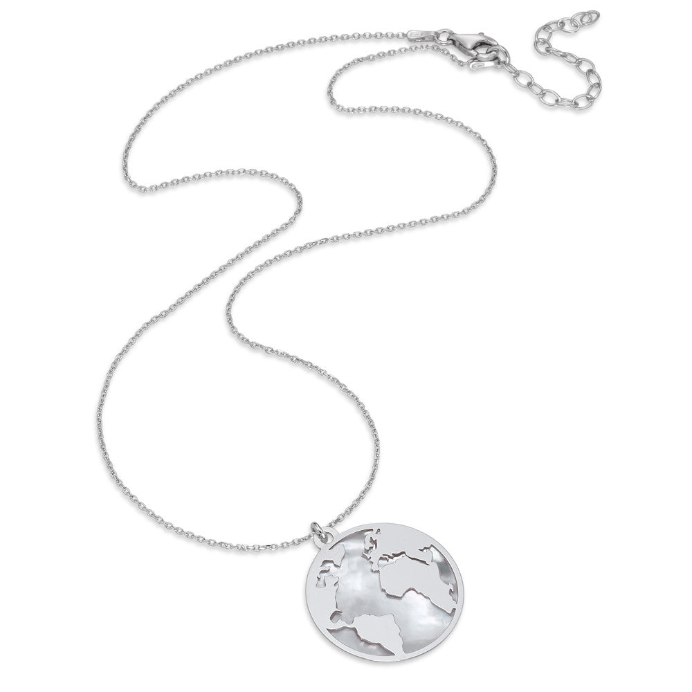 Collier Argent Rhodié nacre Globe 40-45 cm