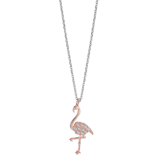 Collier Silber Zirkonia vergoldet Flamingo verstellbar