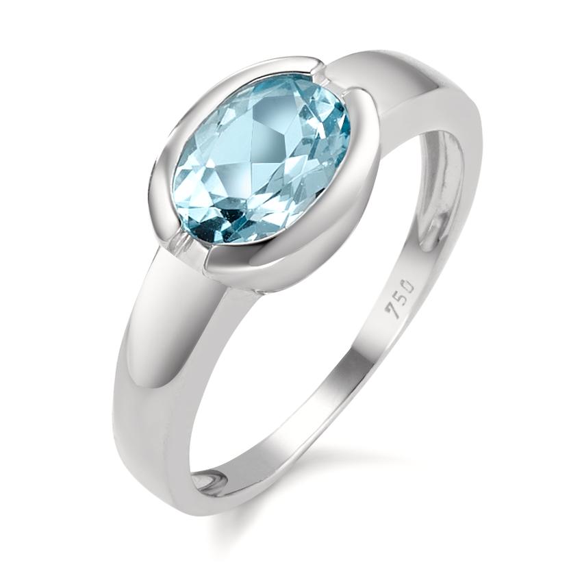 Bague Or blanc 18K Topaze bleu