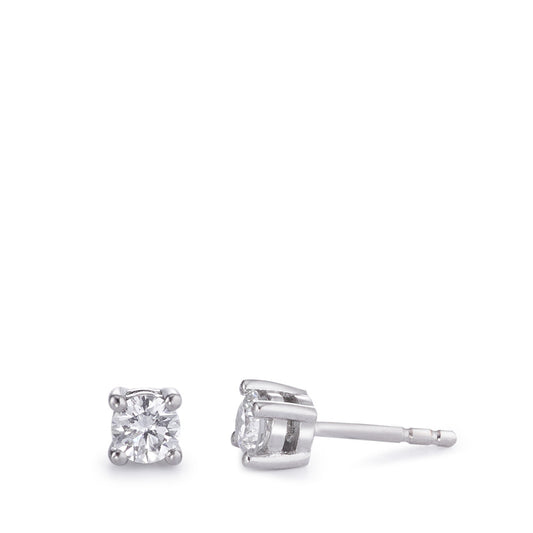 Clous d'oreilles Or blanc 18K Diamant 0.50 ct, 2 Pierres Ø4 mm