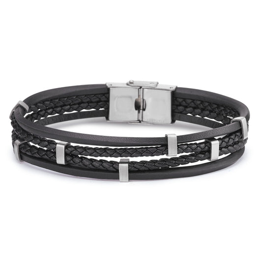 Bracelet Cuir, Acier inoxydable 21.5 cm