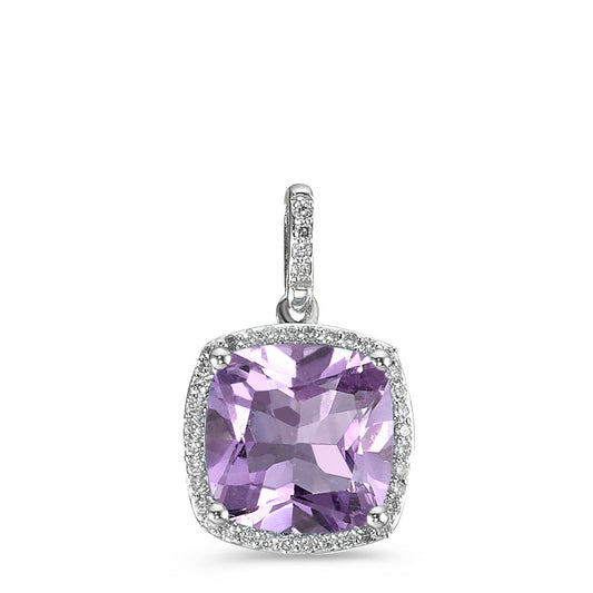 Anhänger 750/18 K Weissgold Amethyst violett, Diamant weiss, 0.12 ct, 40 Steine, w-pi3 Ø11 mm