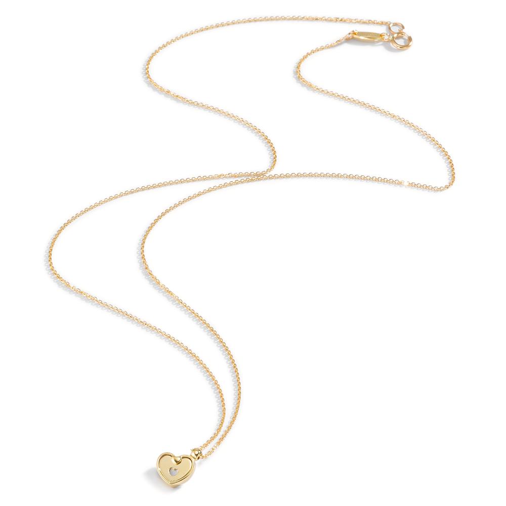 Collier Or jaune 18K nacre Coeur 42 cm