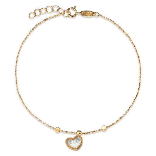 Bracelet Or jaune 18K nacre Coeur 17-19 cm