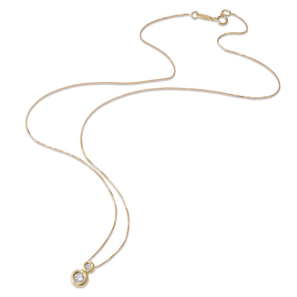 Collier Or jaune 18K Zircone 2 Pierres 42 cm