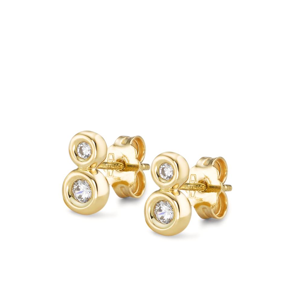 Clous d'oreilles Or jaune 18K Zircone 4 Pierres