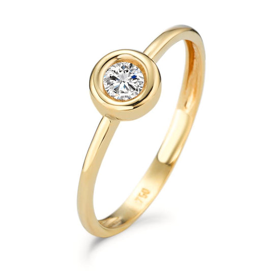 Bague solitaire Or jaune 18K Zircone