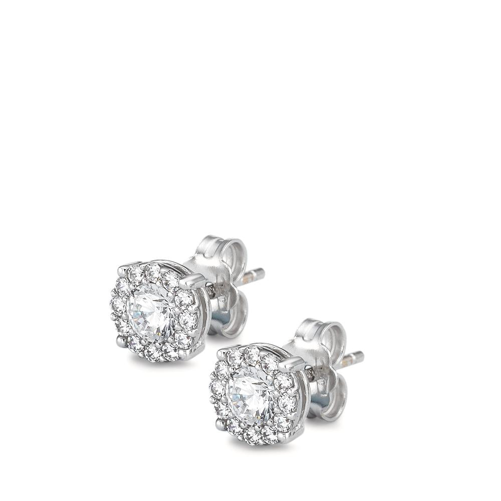 Clous d'oreilles Or blanc 18K Zircone Ø6.5 mm