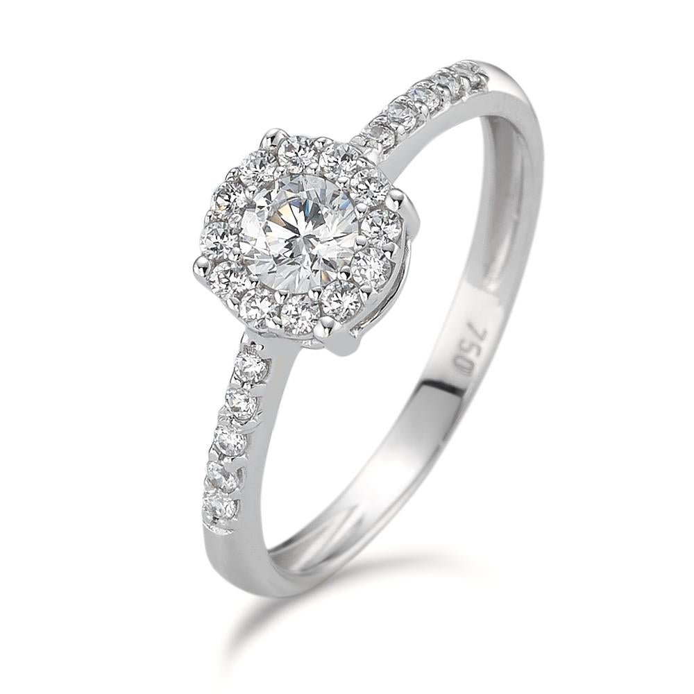 Bague solitaire Or blanc 18K Zircone