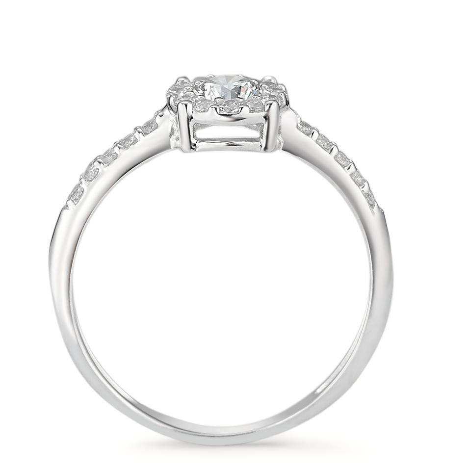 Bague solitaire Or blanc 18K Zircone