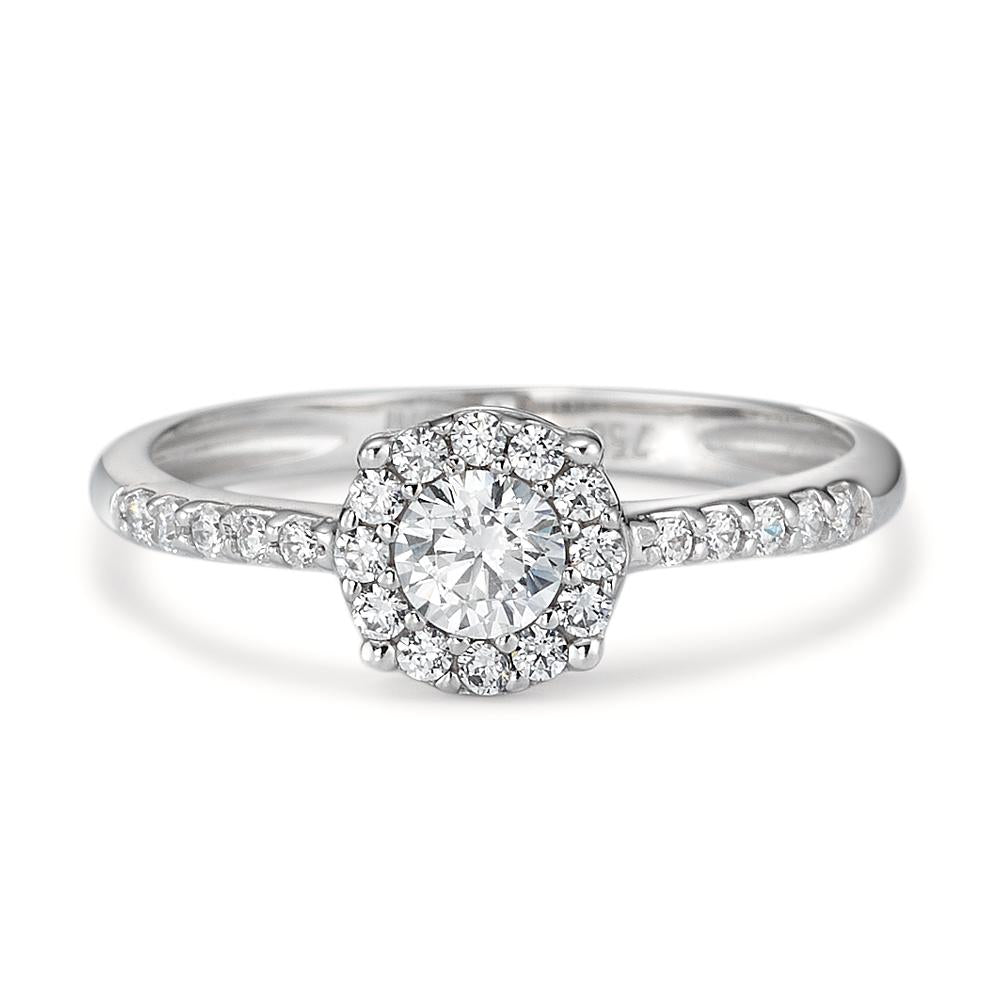 Bague solitaire Or blanc 18K Zircone