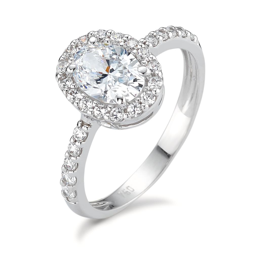 Bague solitaire Or blanc 18K Zircone