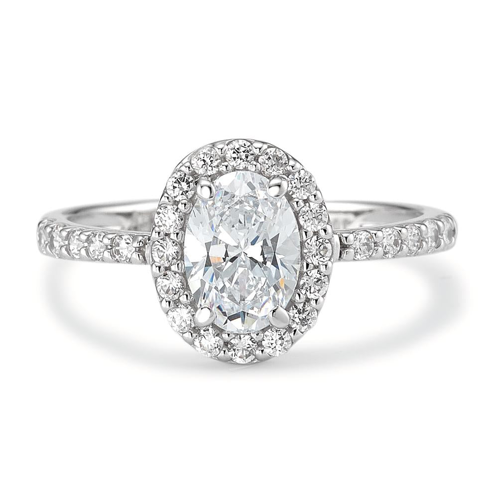 Bague solitaire Or blanc 18K Zircone