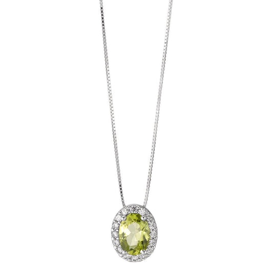 Collier 750/18 K Weissgold Peridot, Zirkonia weiss