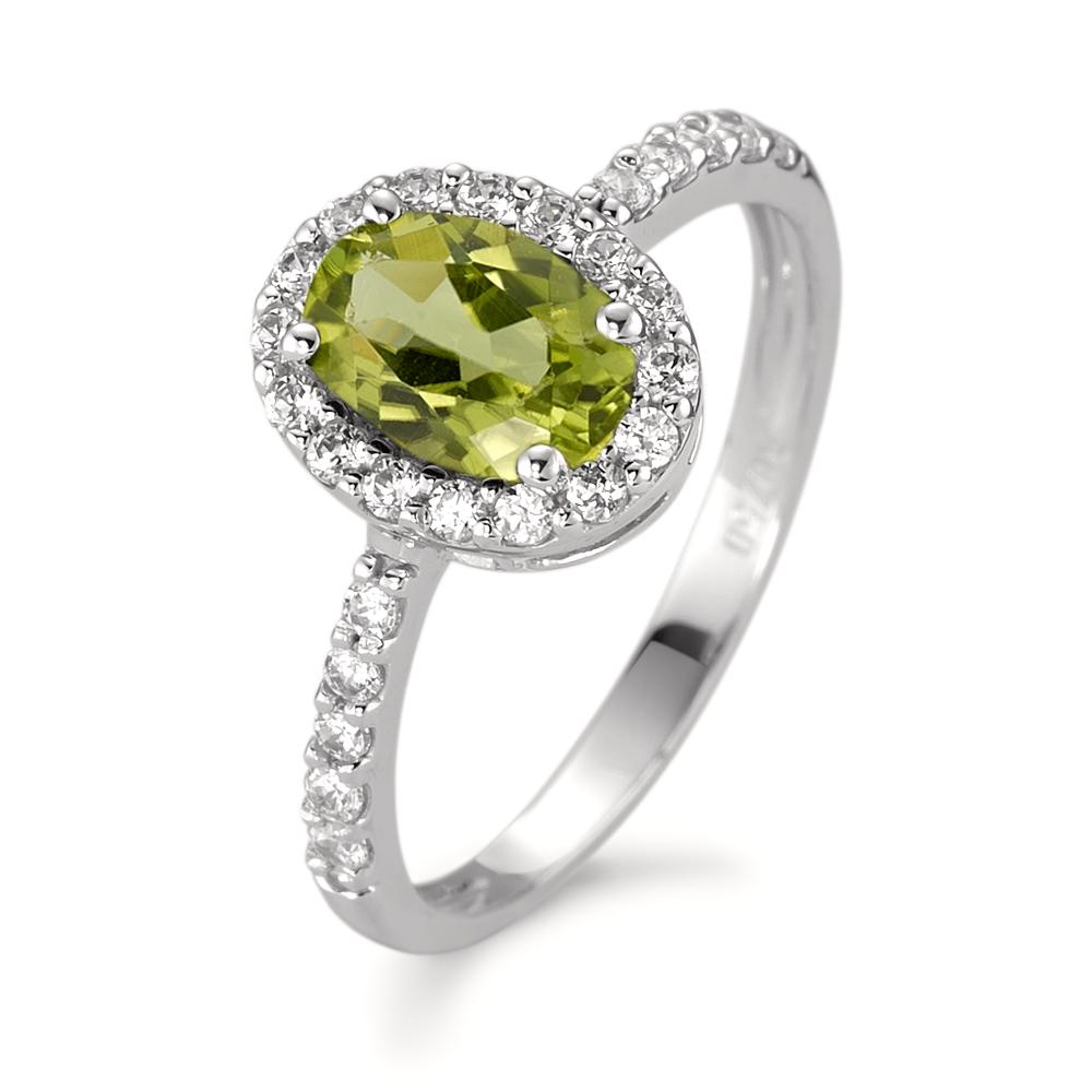 Anello Oro bianco 750/18 carati Peridoto, Zirconia bianco Ø10 mm