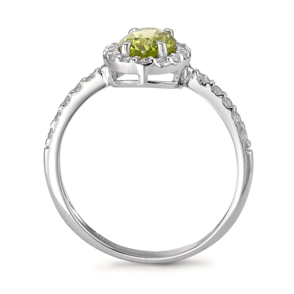 Anello Oro bianco 750/18 carati Peridoto, Zirconia bianco Ø10 mm